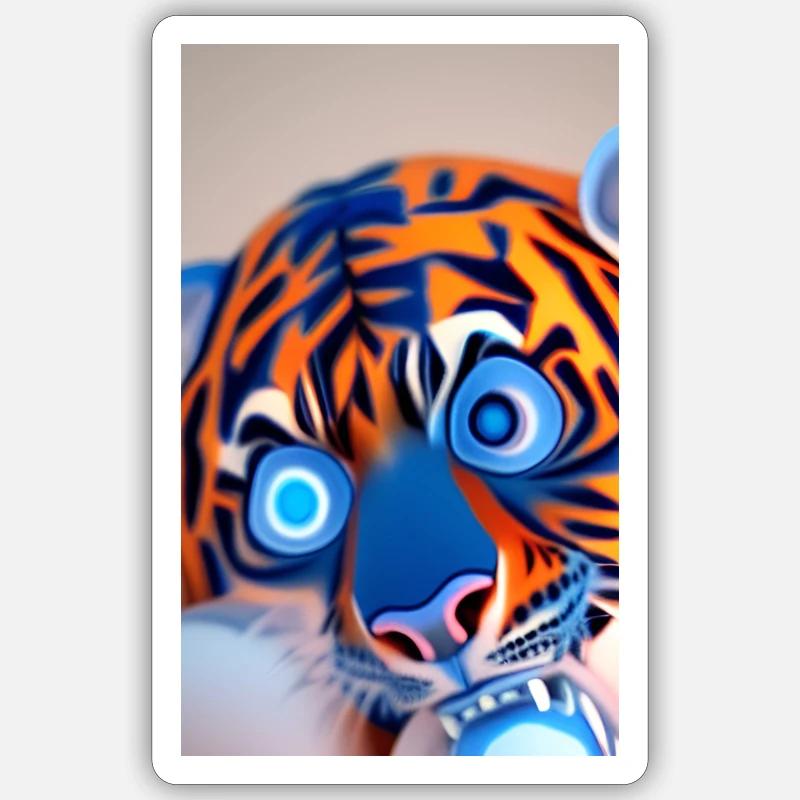 Psychedelic tiger - Sticker size S (10 x 10 cm) - white matte