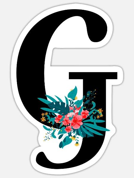 Buchstabe G geblümt - Sticker Größe S (10 x 10 cm) - Mattweiß
