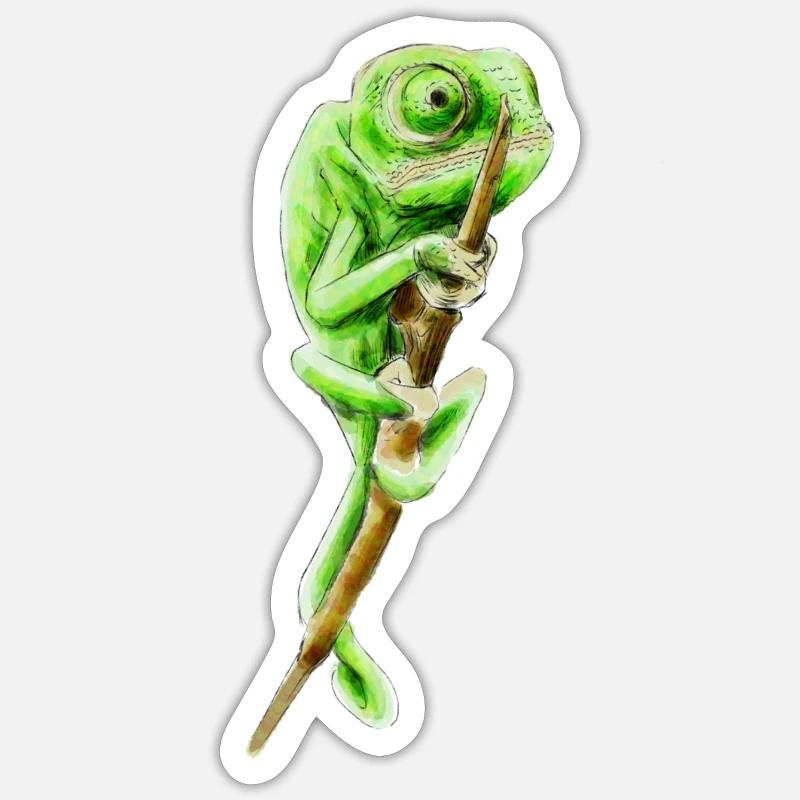Caméléon - Sticker taille S (10 x 10 cm) - blanc mat
