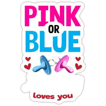 Pink or Blue Aunty Loves You Gender Reveal Party - Sticker Größe S (10 x 10 cm) - Mattweiß - Vorne
