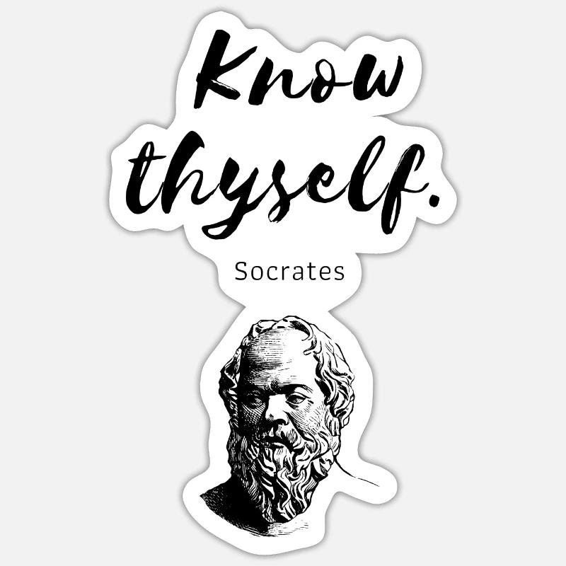 " Know thyself " Socrates - Sticker taille S (10 x 10 cm) - blanc mat