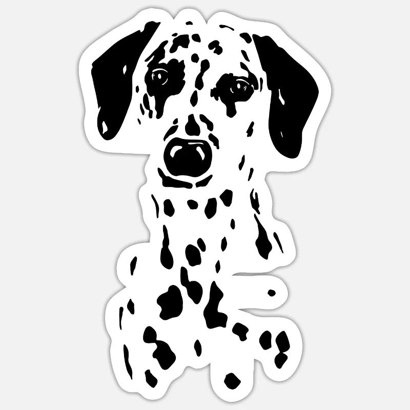Chiot chien dalmatien parsemé de noir blanc Sticker taille S (10 x 10 cm)