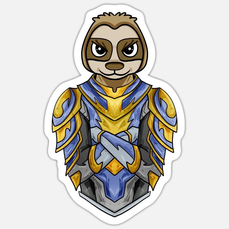 Knight Sloth cool - Sticker size S (10 x 10 cm) - white matte