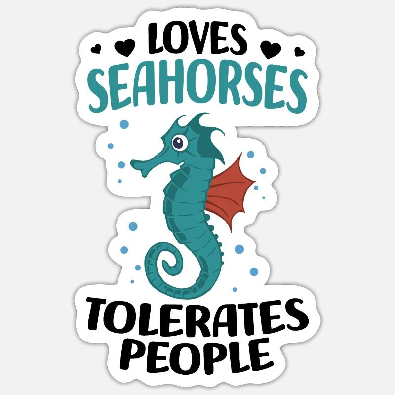 Hippocampe - Sticker taille S (10 x 10 cm) - blanc mat