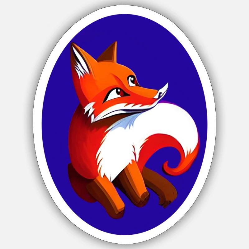 Fröhlicher Fuchs mit Hintergrund - Sticker Größe S (10 x 10 cm) - Mattweiß