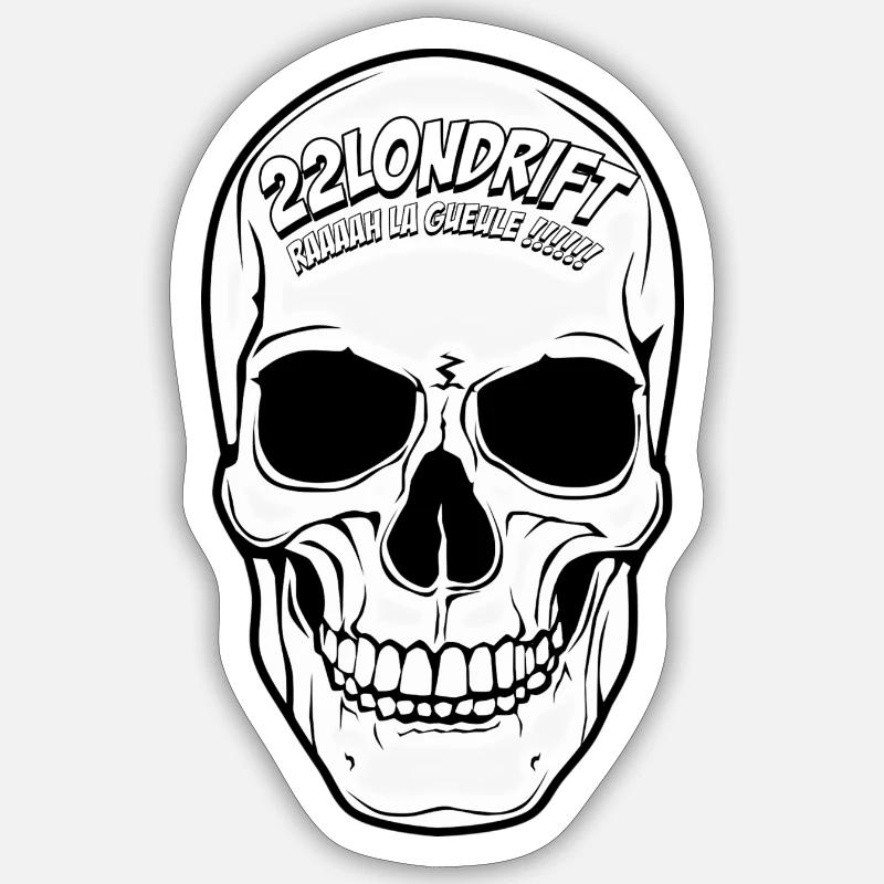 22LONSKULL whiteface - Sticker taille S (10 x 10 cm) - blanc mat