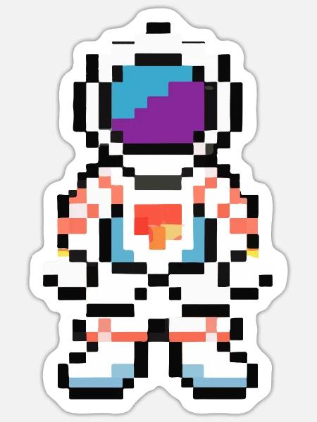 Astronaut verpixelt Weltraum Geschenkidee - Sticker Größe S (10 x 10 cm) - Mattweiß