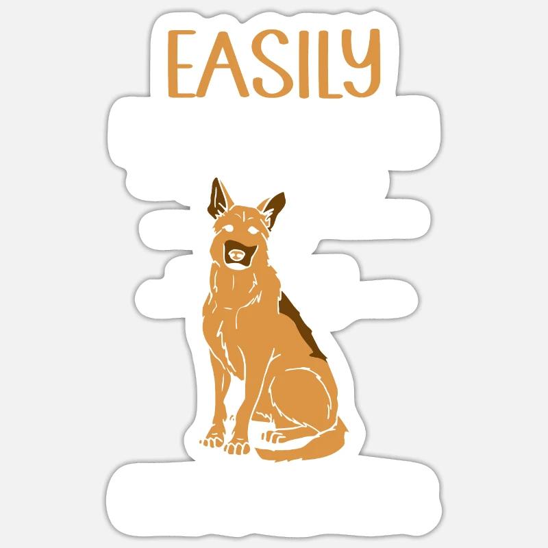 Easily Distracted By German Shepherds - Sticker Größe S (10 x 10 cm) - Mattweiß