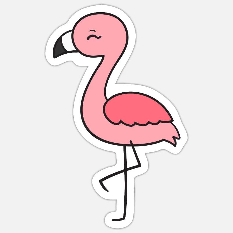 Flamant - Sticker taille S (10 x 10 cm) - blanc mat