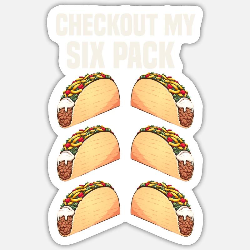 taco checkout my six pack - Sticker Größe S (10 x 10 cm) - Mattweiß