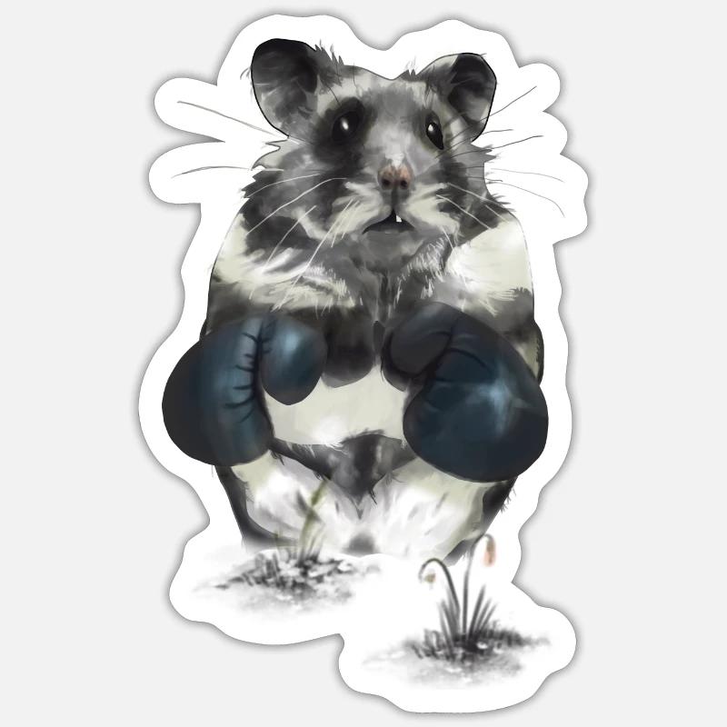 Hamster combatif sur le ring de boxe Sticker taille S (10 x 10 cm)