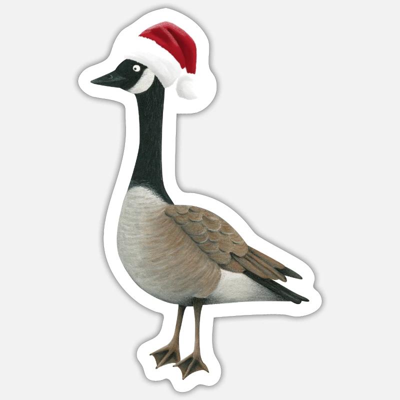 Oie de Noël - Sticker taille S (10 x 10 cm) - blanc mat