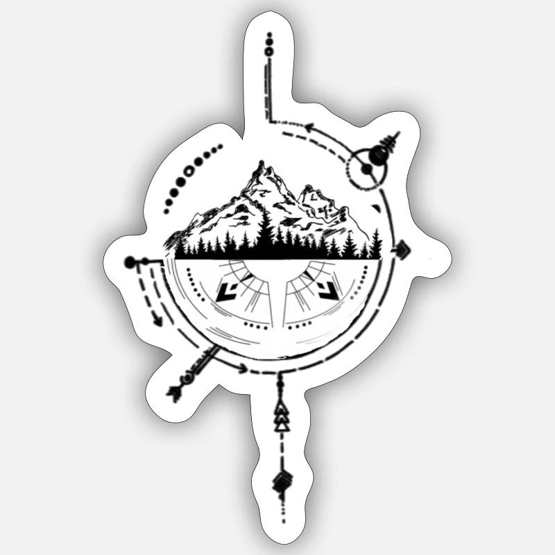 Kosmischer Kompass Kunstdesign - Sticker Größe S (10 x 10 cm) - Mattweiß