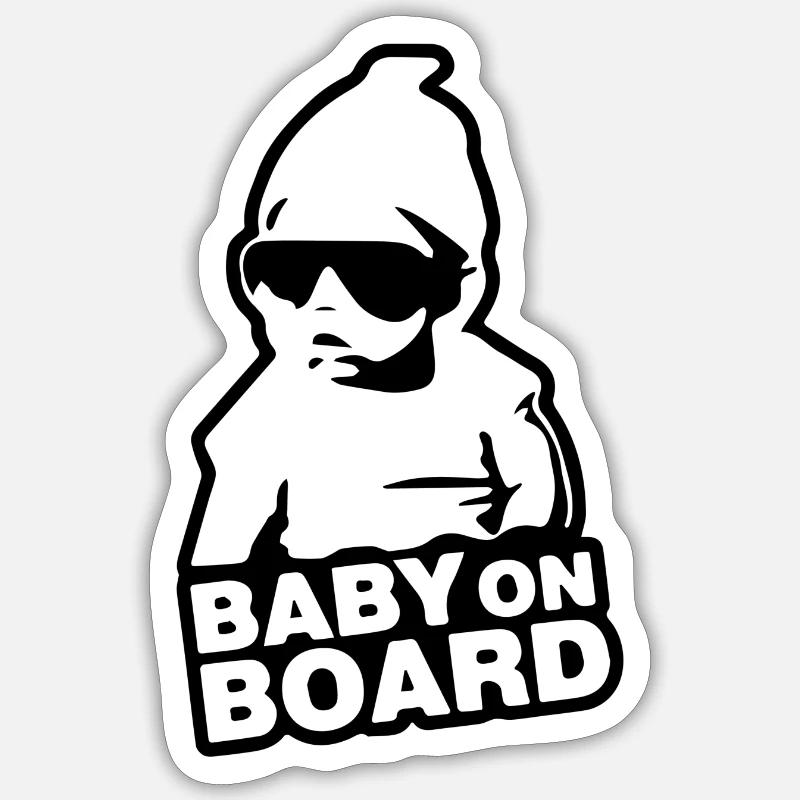 Bébé à bord Alan - Sticker taille S (10 x 10 cm) - blanc mat