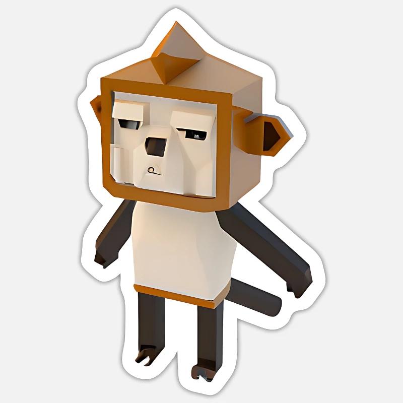 Polygon Monkey - Sticker size S (10 x 10 cm) - white matte