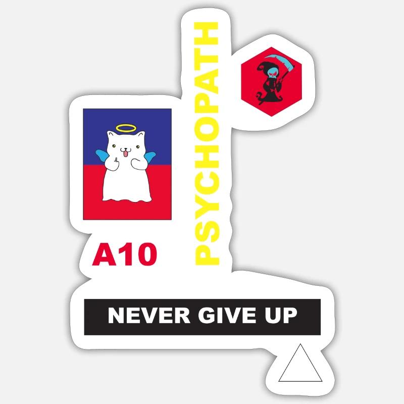 NEVER GIVE UP - Sticker formato S (10 x 10 cm) - bianco opaco