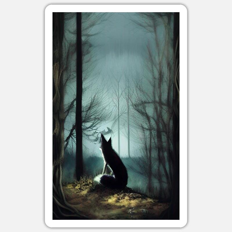 Cool Comic Portrait d’un renard dans le dessin de la forêt - Sticker taille S (10 x 10 cm) - blanc mat
