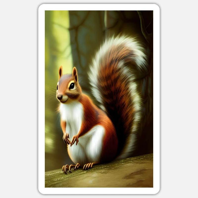 Cooles Comic-Porträt einer wilden Eichhörnchen-Majestät - Sticker Größe S (10 x 10 cm) - Mattweiß