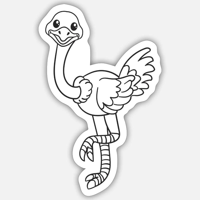 Strauß, Vogel Strauß, Geschenk, Geschenkidee - Sticker Größe S (10 x 10 cm) - Mattweiß