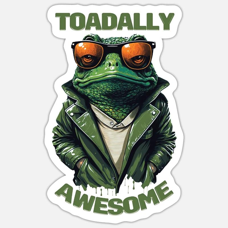 Toadally Awesome - Total Awesome Cool Toad - Sticker Größe S (10 x 10 cm) - Mattweiß