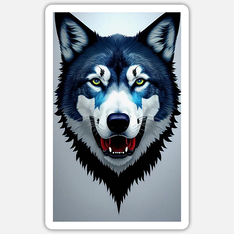 blauer Wolf Sticker Größe S (10 x 10 cm)