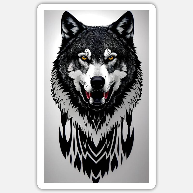 Wolf - Sticker Größe S (10 x 10 cm) - Mattweiß