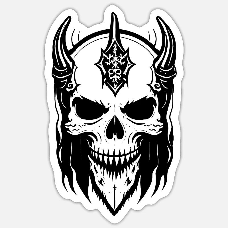 Crâne Viking Crâne - Sticker taille S (10 x 10 cm) - blanc mat