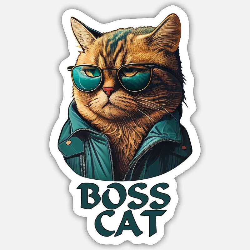 Bosscat - Sticker taille S (10 x 10 cm) - blanc mat