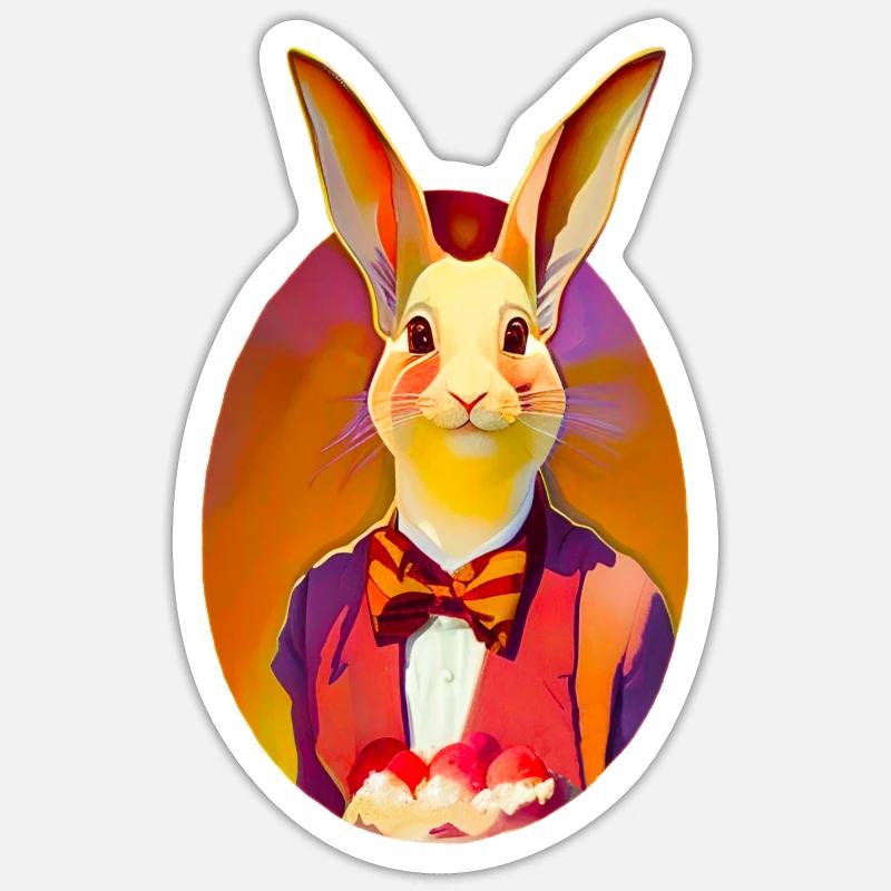 Lapin avec arc - Sticker taille S (10 x 10 cm) - blanc mat