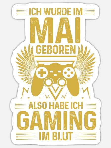 Gaming Geburtstag Mai Zocken Zocker Gamer - Sticker Größe S (10 x 10 cm) - Mattweiß