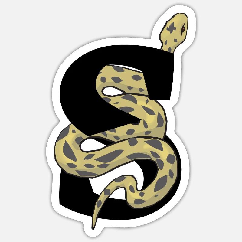 Lettre s serpent - Sticker taille S (10 x 10 cm) - blanc mat