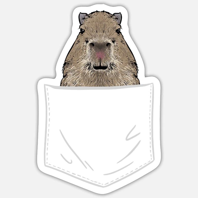 Rongeur Capybara - Sticker taille S (10 x 10 cm) - blanc mat