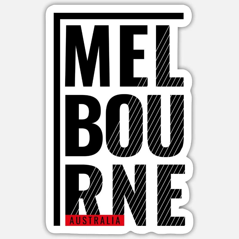 Melbourne, Australie, Conception typographique - Sticker taille S (10 x 10 cm) - blanc mat