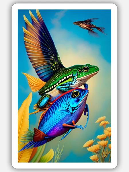 Flying Fish - Sticker Größe S (10 x 10 cm) - Mattweiß