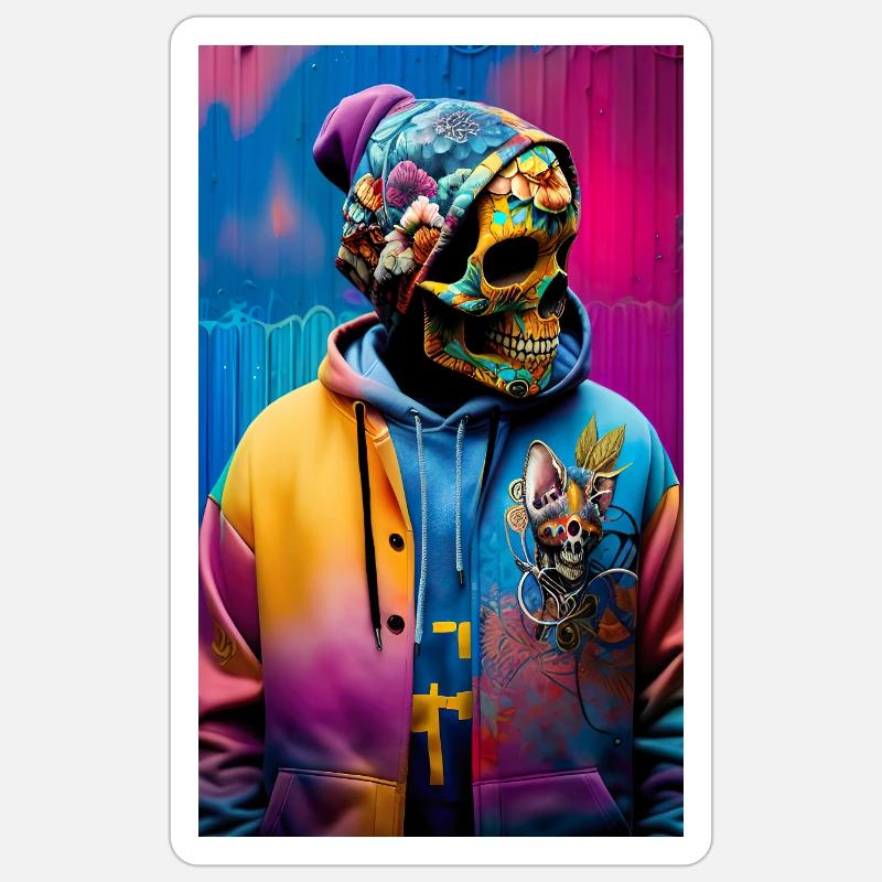 ARTWORK Skull Boss - Sticker Größe S (10 x 10 cm) - Mattweiß