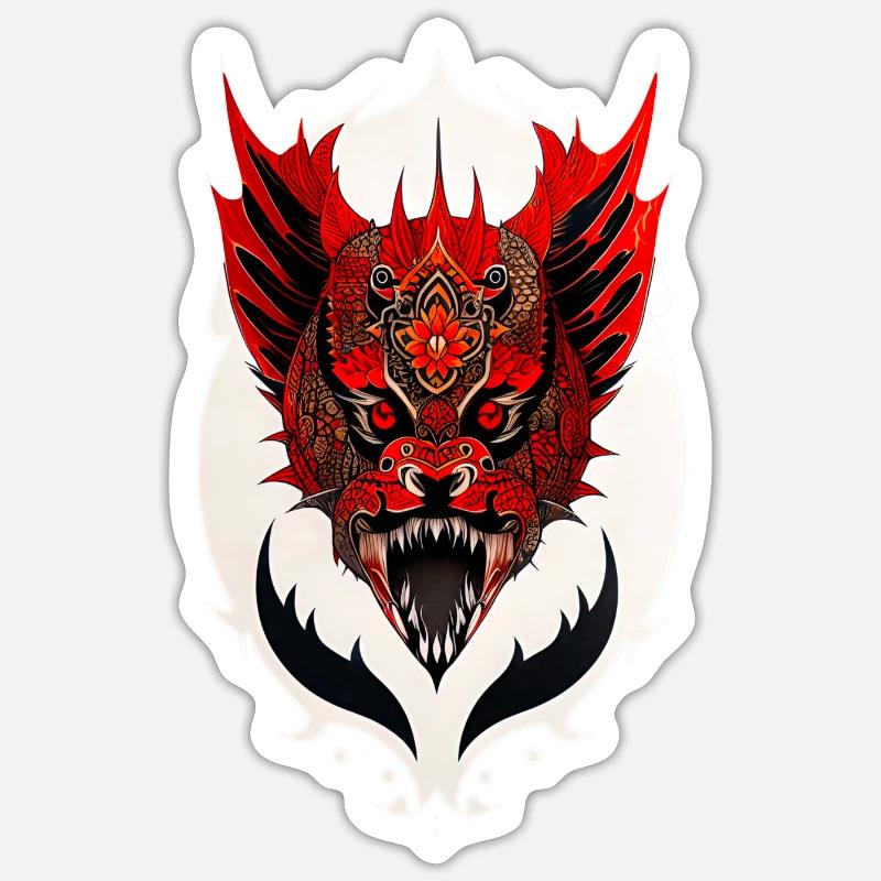 Dragon's head - Sticker size S (10 x 10 cm) - white matte