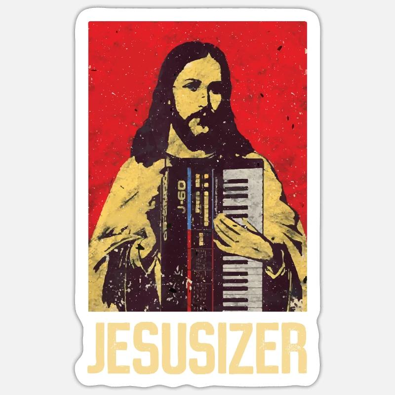 Jesus and Synthesizer - Techno Sticker Größe S (10 x 10 cm)
