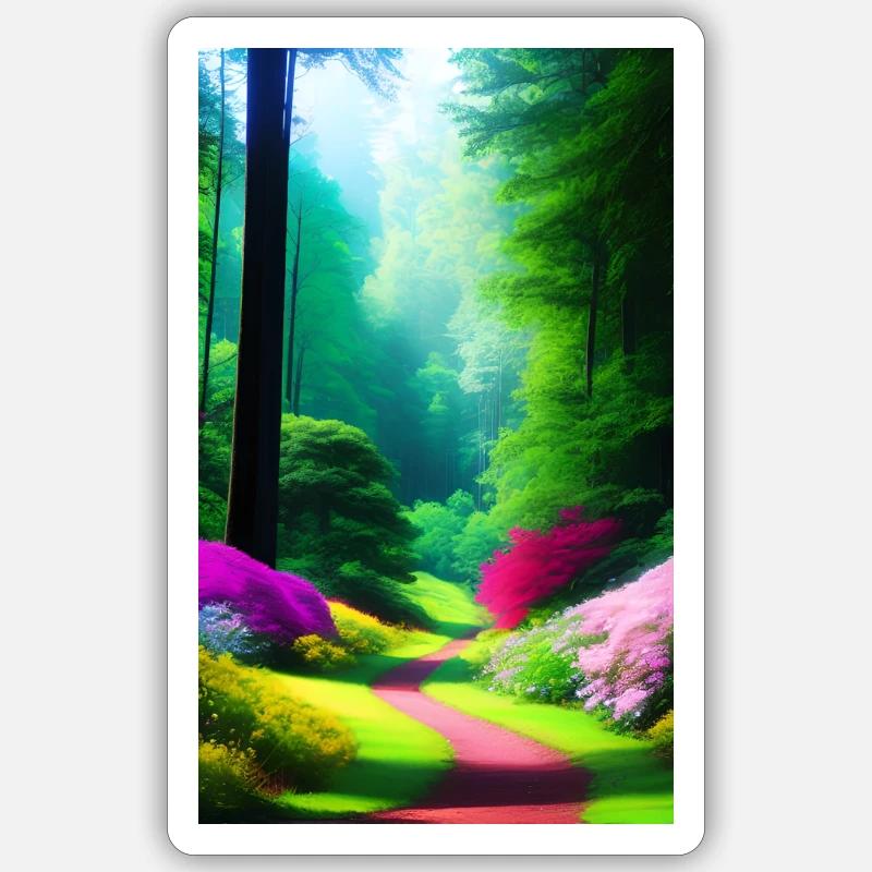 Colorful forest path Sticker size S (10 x 10 cm)