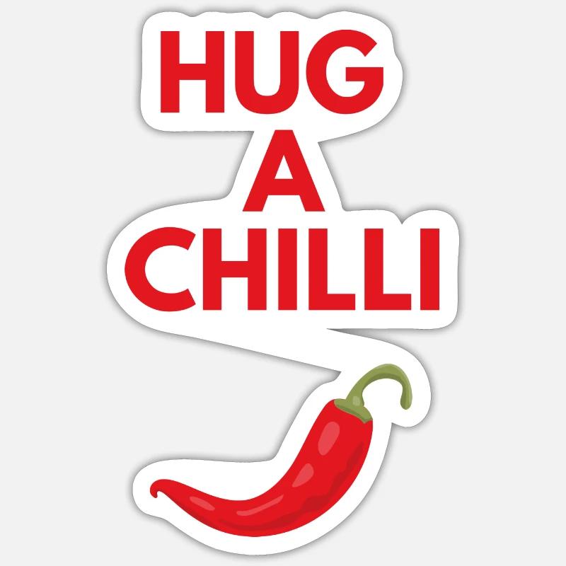 HUG A CHILLI - Sticker size S (10 x 10 cm) - white matte