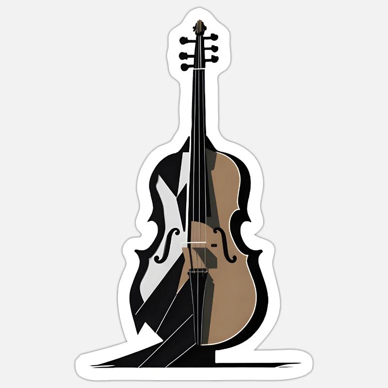 Abstraktes Cello - Sticker Größe S (10 x 10 cm) - Mattweiß