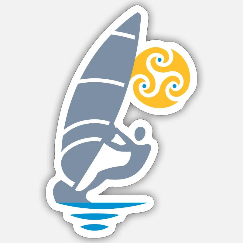 Planche à voile tribale - Sticker taille S (10 x 10 cm) - blanc mat