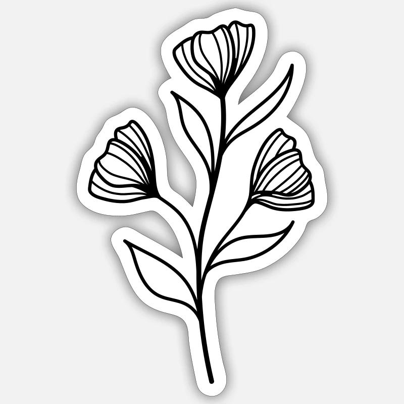 fleur sauvage simple - Sticker taille S (10 x 10 cm) - blanc mat