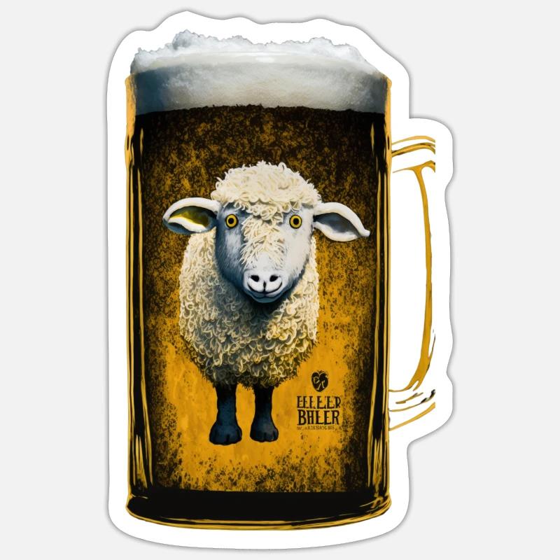 Cooles Bier SChaf - Sticker Größe S (10 x 10 cm) - Mattweiß