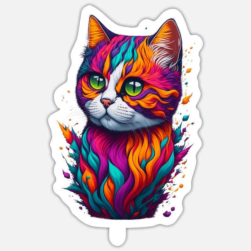 Cat 6 - Sticker size S (10 x 10 cm) - white matte
