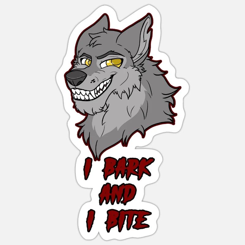 l. bark og jeg bider - Sticker størrelse S (10 x 10 cm) - mat hvid
