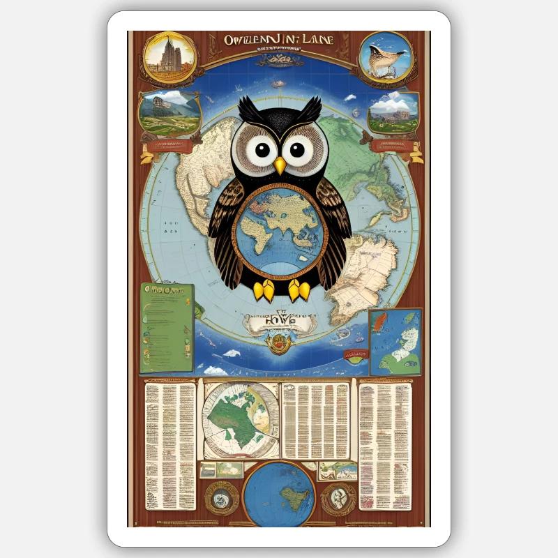 Owl - Sticker Größe S (10 x 10 cm) - Mattweiß