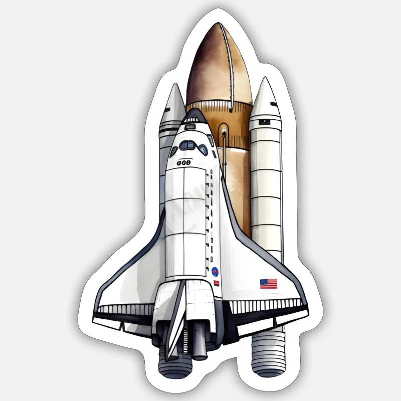Space Shuttle beim Start - Sticker Größe S (10 x 10 cm) - Mattweiß