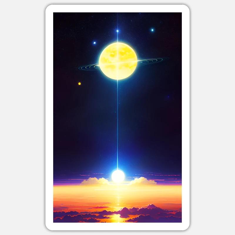 Système solaire | Planètes | Espace | Étoile - Sticker taille S (10 x 10 cm) - blanc mat