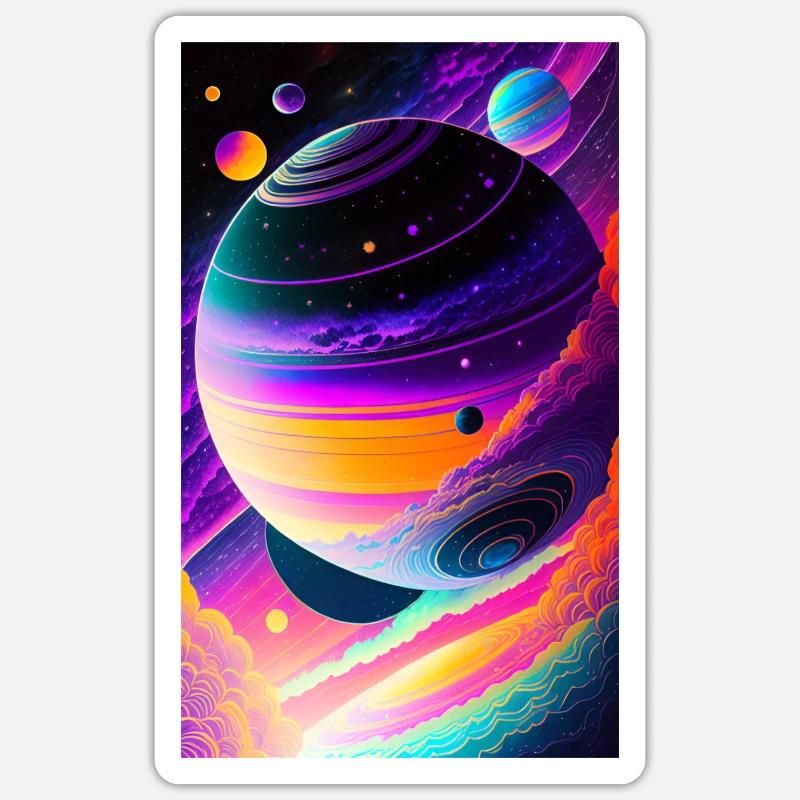 Système solaire | Planètes | Espace | Étoile - Sticker taille S (10 x 10 cm) - blanc mat