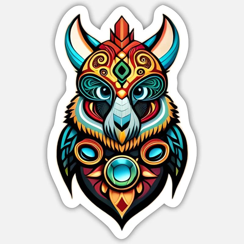 Buntes Eulentotem Sticker Größe S (10 x 10 cm)